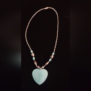Silver and Turquoise Heart Necklace